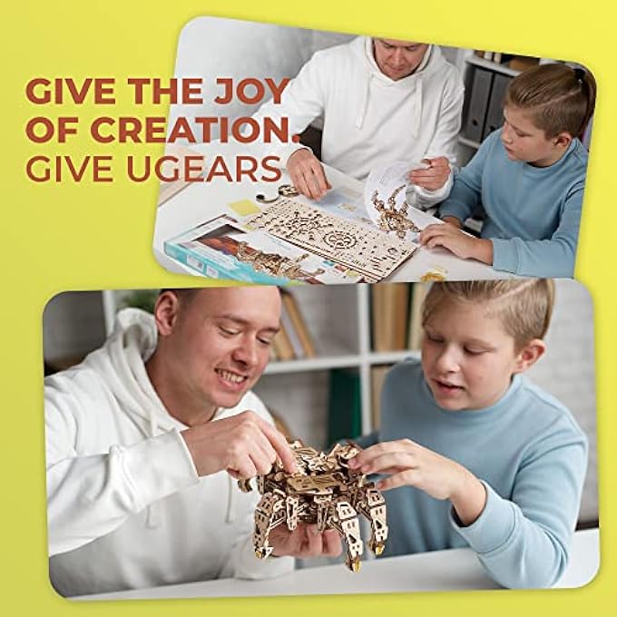 HEXAPOD EXPLORER 3D PUZZLE - FATHER'S DAY GIFT - MODEL KITS FOR ADULTS WITH POWERFUL SPRING MOTOR - 3D WOODEN PUZZLES 3D PUZZLES, WOODEN ROBOT RUNS UP TO 3 M - Image 2